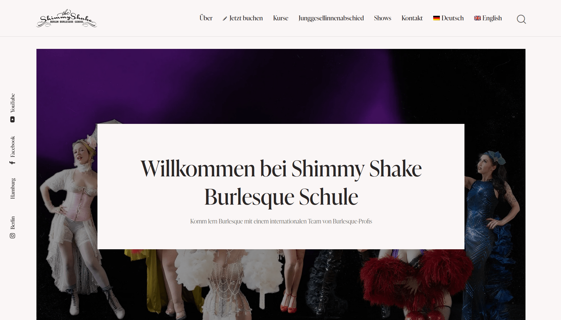Screenshot of the website of Shimmy Shake Burlesque School in Berlin Screenshot of the website of Shimmy Shake Burlesque School in Berlin