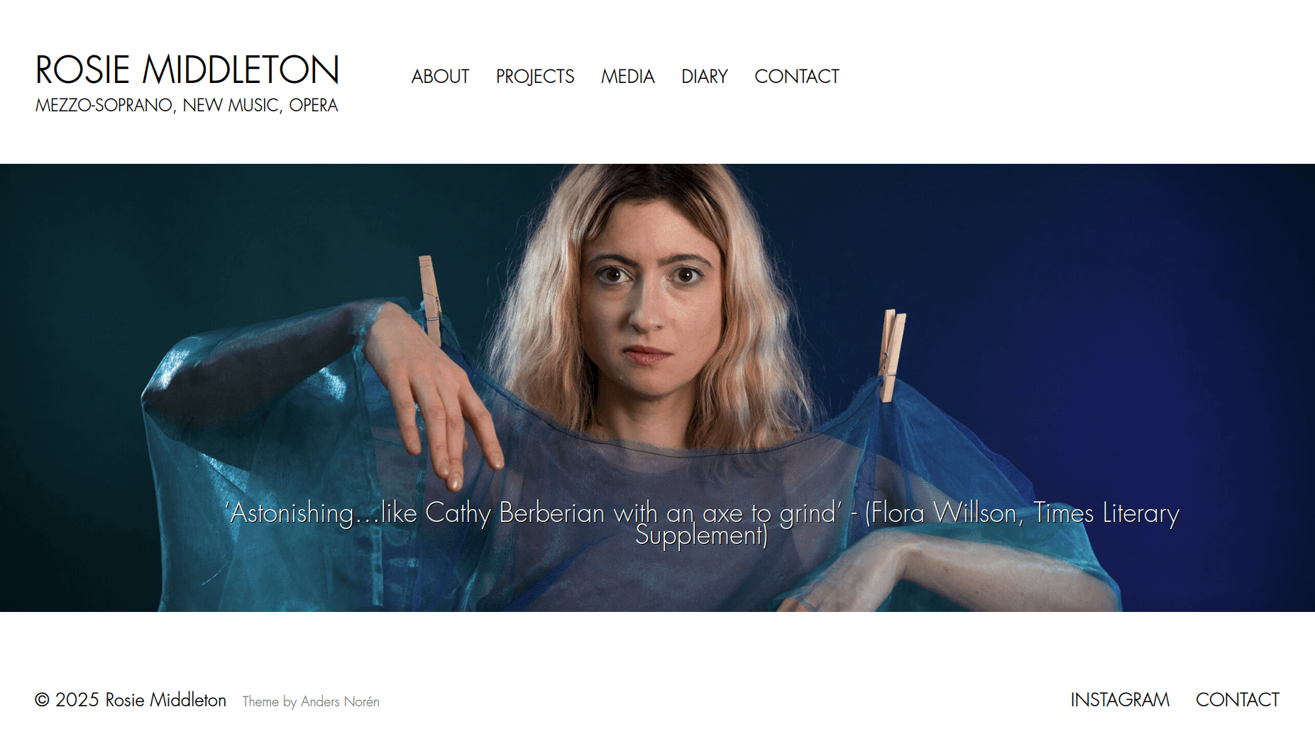 Screenshot of Rosie Middleton's Website